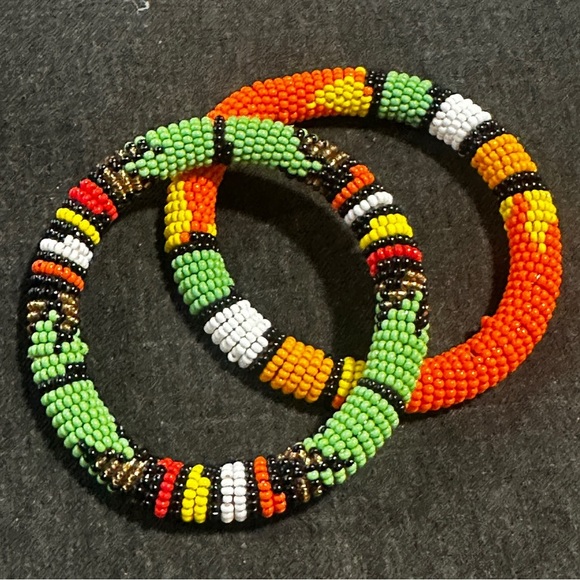 NEW Set of Two Handmade Beaded Bracelets. Masai. Bought in Africa, July 2025 - Picture 5 of 5
